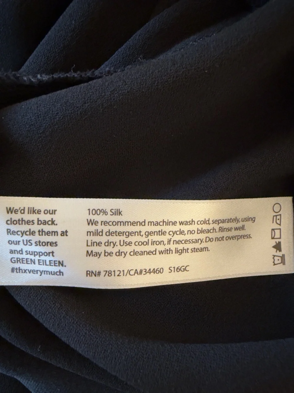 Eileen Fisher Silk Crepe V-neck Midi dress in Black - Picture 7 of 7